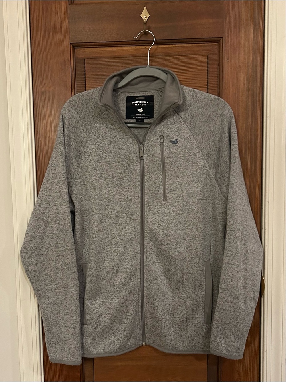 Southern Marsh Men's Heather Gray Zip-Up Fall Fleece Jacket - Medium